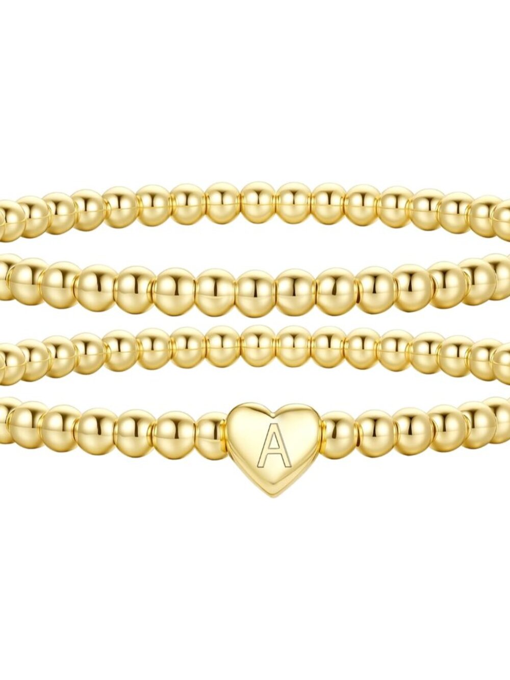 Mothers Day Gifts - Initial Bracelets, Gold Beaded Bracelets For Women Girls, 14